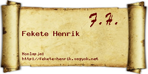 Fekete Henrik névjegykártya